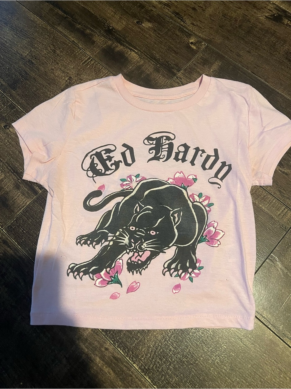 Ed Hardy Pink Tee with Black Panther Graphic